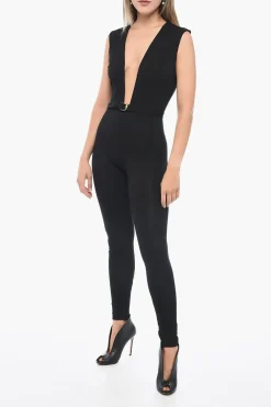 Jumpsuit Smanicato con Cintura e Dettaglio in Mesh>Dsquared2 Fashion