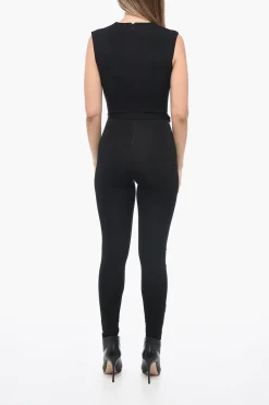 Jumpsuit Smanicato con Cintura e Dettaglio in Mesh>Dsquared2 Fashion