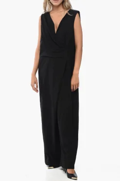 Outlet Jumpsuit Smanicato con Design a Portafoglio Donna Pantaloni