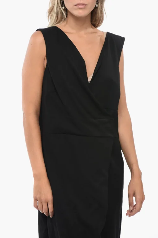 Outlet Jumpsuit Smanicato con Design a Portafoglio Donna Pantaloni