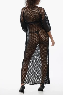 Online Kaftano in Mesh con Banda Logata Donna Vestiti