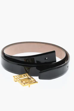 Hot KHAITE Cintura in Vernice con Fibbia in Bronzo Placcato Oro 24K 30mm Donna Cinture