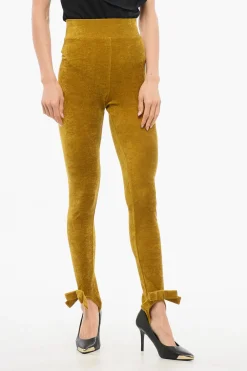 Outlet Legging con Staffe in Velluto Donna Pantaloni