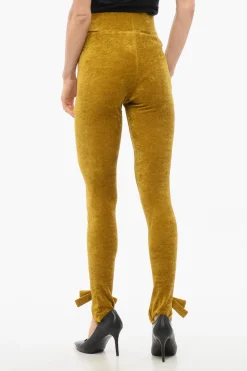 Outlet Legging con Staffe in Velluto Donna Pantaloni