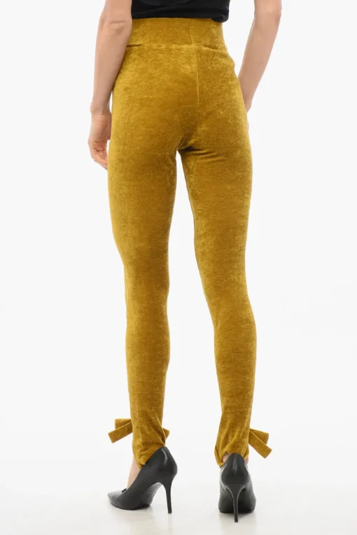 Outlet Legging con Staffe in Velluto Donna Pantaloni