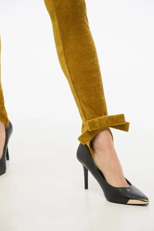 Outlet Legging con Staffe in Velluto Donna Pantaloni