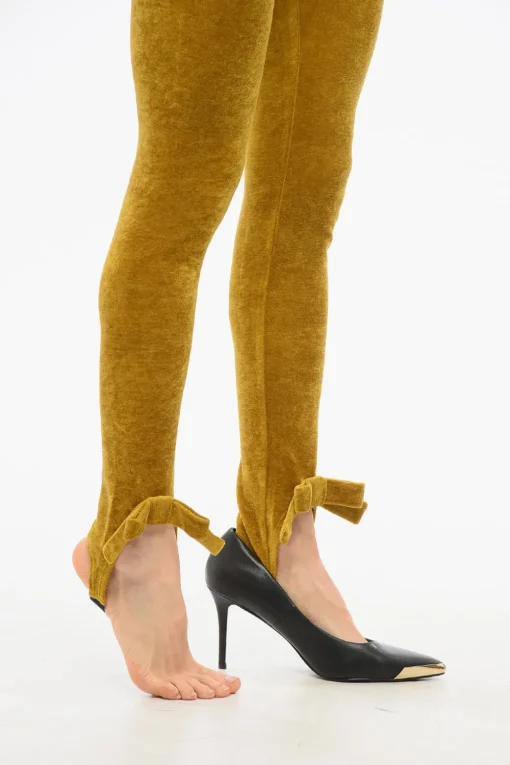 Outlet Legging con Staffe in Velluto Donna Pantaloni