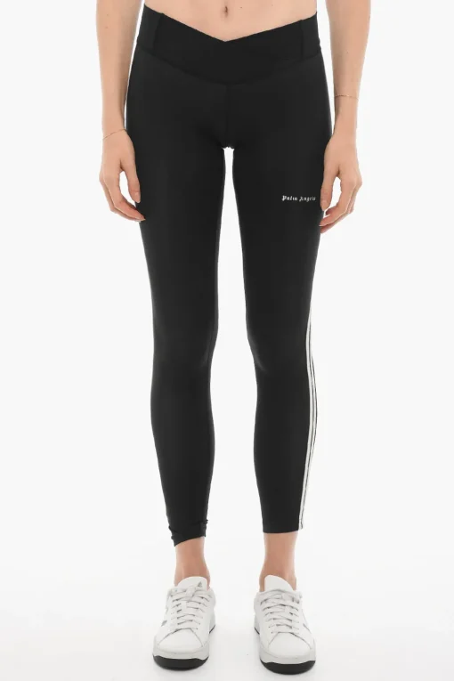 Best Leggings Active in Tinta Unita con Banda Laterale a Contrasto Donna Pantaloni
