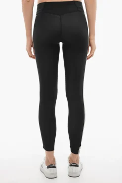 Best Leggings Active in Tinta Unita con Banda Laterale a Contrasto Donna Pantaloni