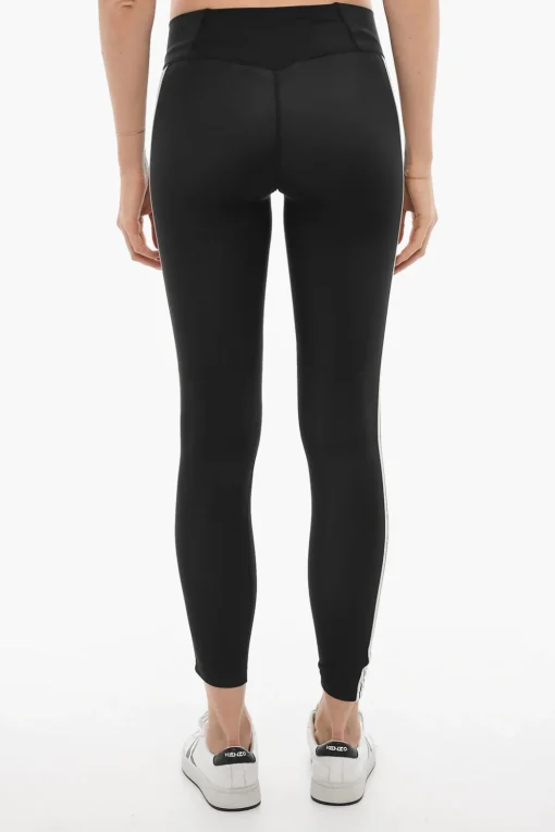 Best Leggings Active in Tinta Unita con Banda Laterale a Contrasto Donna Pantaloni