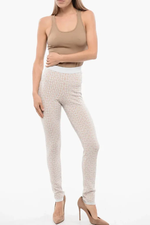 Leggings Con Monogram Glitterato>Balmain Discount