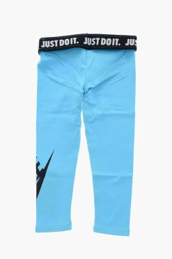 Leggings in Cotone Stretch con Stampa Logo a Contrasto></noscript>Nike KIDS Outlet