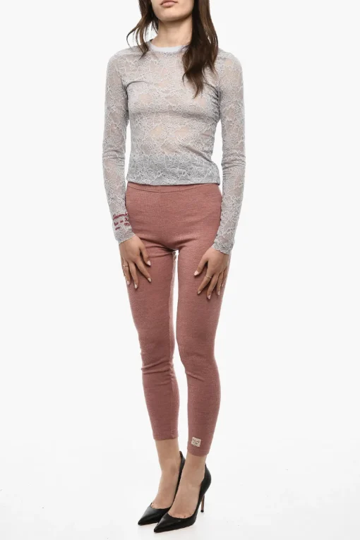 New Leggings In Lana A Vita In Lana Donna Pantaloni