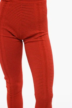 Hot Leggings in Maglia a Vita Alta con Zip Donna Pantaloni