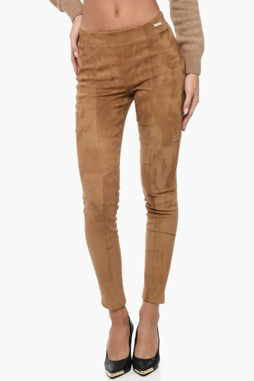 Fashion Leggings in Suede con Elastico in Vita Donna Pantaloni