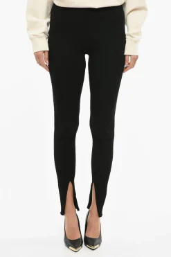 Discount Leggings LEO a Coste con Spacco alla Caviglia Donna Pantaloni
