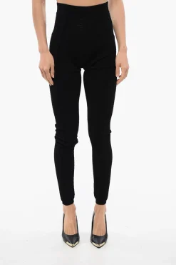 New Leggings Open-knit a Vita Alta Donna Pantaloni