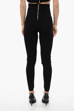 New Leggings Open-knit a Vita Alta Donna Pantaloni