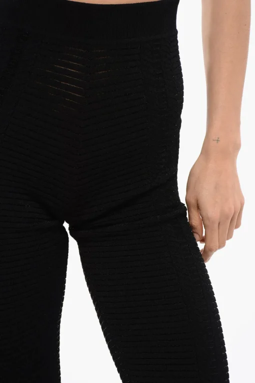 New Leggings Open-knit a Vita Alta Donna Pantaloni