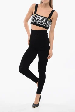 New Leggings Open-knit a Vita Alta Donna Pantaloni