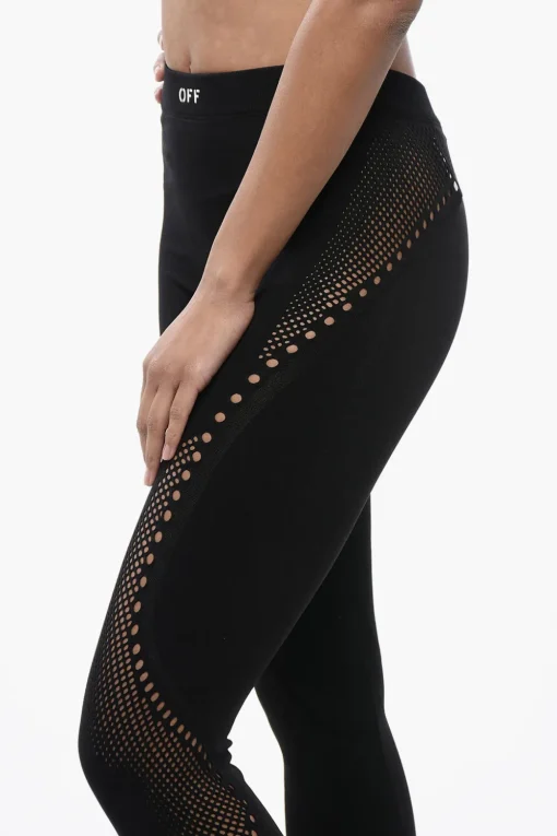 Outlet Leggings Seamless con Motivo Traforato Donna Pantaloni