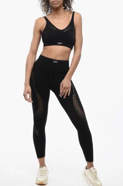 Outlet Leggings Seamless con Motivo Traforato Donna Pantaloni