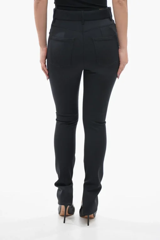 Hot Leggings Stretch con 5 Tasche e Zip alla Caviglia Donna Pantaloni