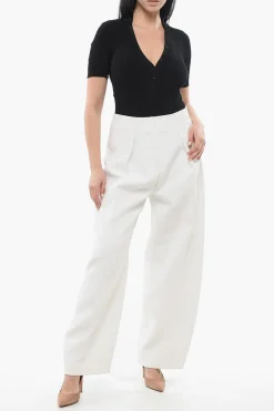 Fashion LES SCULPTURES Pantaloni OVALO a Vita Alta Donna Pantaloni