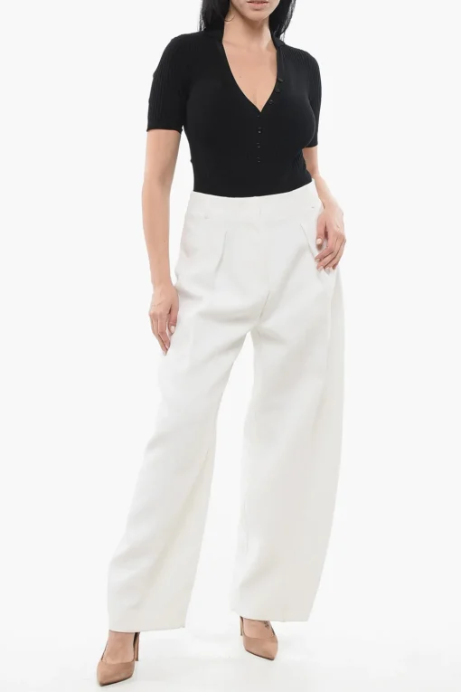 Fashion LES SCULPTURES Pantaloni OVALO a Vita Alta Donna Pantaloni