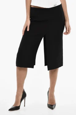 Outlet Longuette a Tinta Unita con Doppio Spacco Fronhtare e sul Retro Donna Gonne