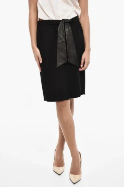 Longuette a Tinta Unita con Cintura In Pelle e Spacco Frontale>Dsquared2 Clearance