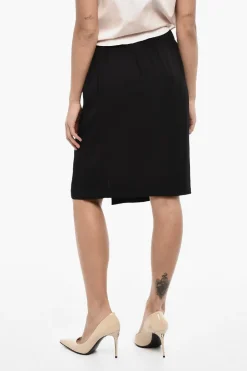 Longuette a Tinta Unita con Cintura In Pelle e Spacco Frontale>Dsquared2 Clearance