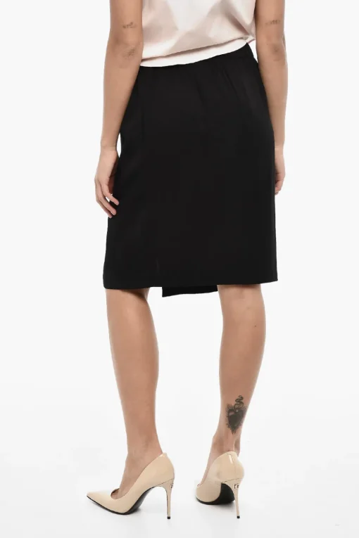 Longuette a Tinta Unita con Cintura In Pelle e Spacco Frontale>Dsquared2 Clearance