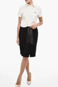 Longuette a Tinta Unita con Cintura In Pelle e Spacco Frontale></noscript>Dsquared2 Clearance