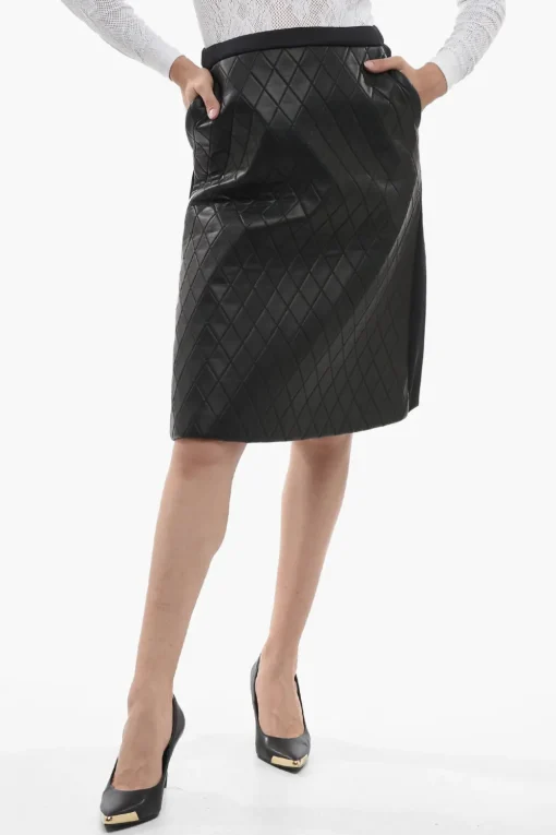 Longuette a Trapezio in Eco-pelle Trapuntata>Neil Barrett Fashion