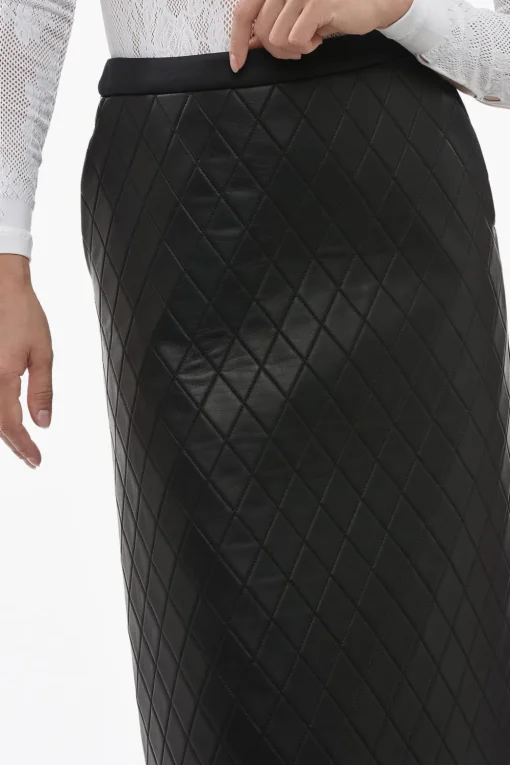 Longuette a Trapezio in Eco-pelle Trapuntata>Neil Barrett Fashion
