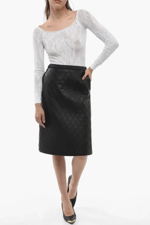 Longuette a Trapezio in Eco-pelle Trapuntata>Neil Barrett Fashion
