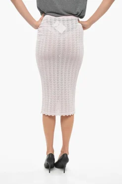 Clearance Longuette in Lurex con Motivo Herringbone Donna Gonne