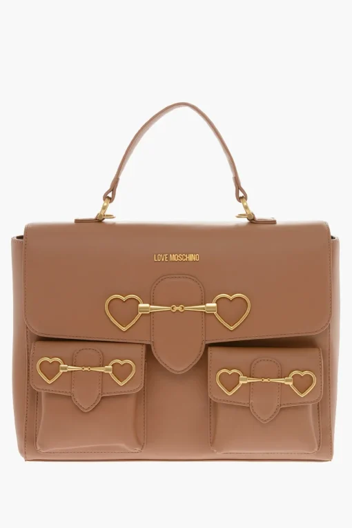 Best LOVE Borsa a Mano in Ecopelle con Tasche Frontali e Morsetto Donna Borse A Mano