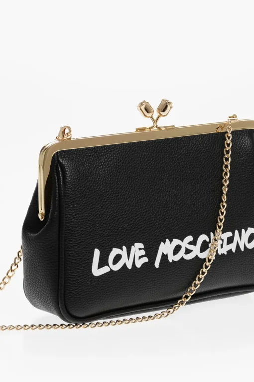 LOVE Borsa a Mano in Tinta Unita con Logo Stampato e Tracolla a Catena Removibile>Moschino Online