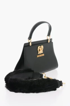 LOVE Borsa a Mano in Tinta Unita con Manico in Ecopelliccia Removibile></noscript>Moschino Hot