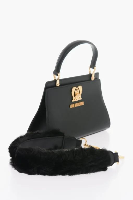 LOVE Borsa a Mano in Tinta Unita con Manico in Ecopelliccia Removibile>Moschino Hot