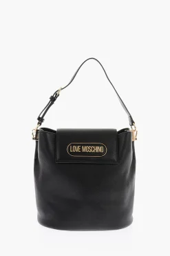 LOVE Borsa a Secchiello in Ecopelle Martellata con Logo in Rilievo>Moschino New