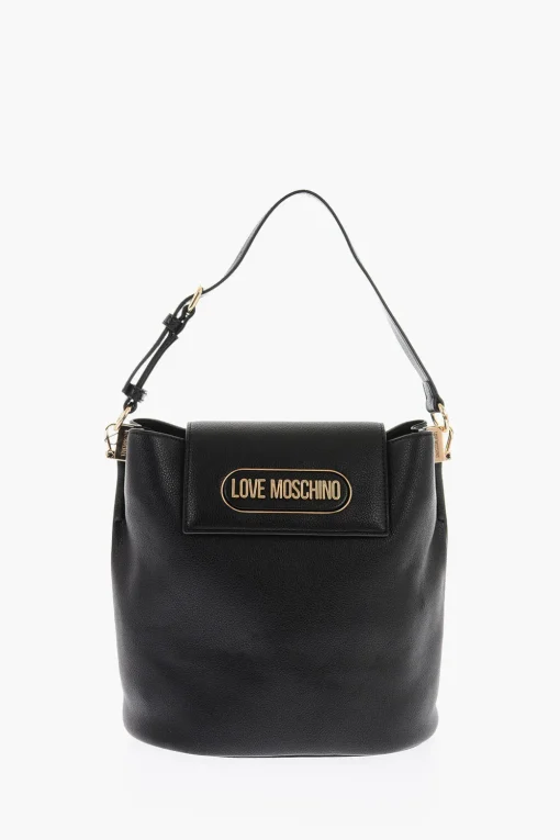 LOVE Borsa a Secchiello in Ecopelle Martellata con Logo in Rilievo>Moschino New
