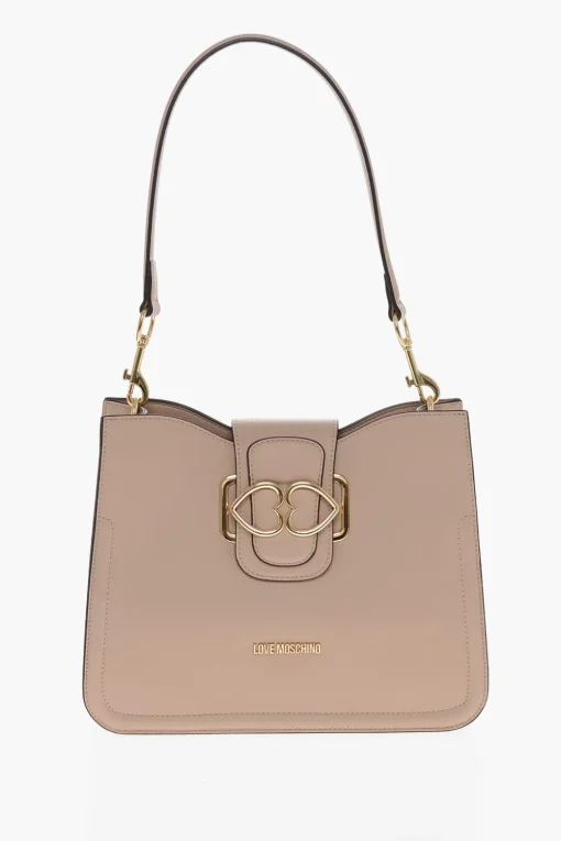 Fashion LOVE Borsa a Spalla in Ecopelle con Cuori Dorati Donna Borse A Spalla