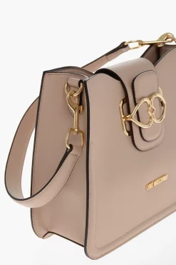 Fashion LOVE Borsa a Spalla in Ecopelle con Cuori Dorati Donna Borse A Spalla