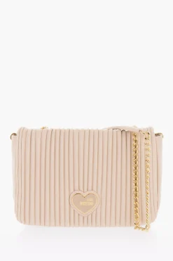 LOVE Borsa A Spalla in Ecopelle Plissettata con Catena Dorata>Moschino Best