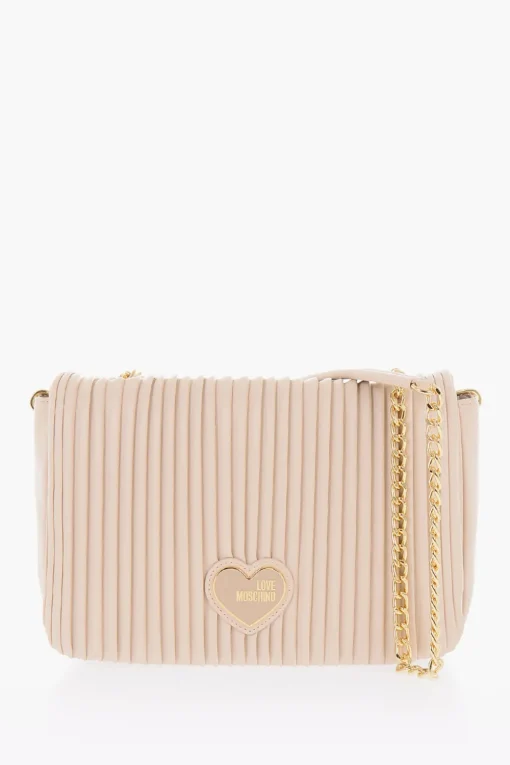 LOVE Borsa A Spalla in Ecopelle Plissettata con Catena Dorata>Moschino Best