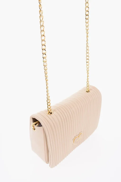 LOVE Borsa A Spalla in Ecopelle Plissettata con Catena Dorata>Moschino Best