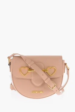 Fashion LOVE Borsa a Spalla in Ecopelle con Morsetto a Cuore Dorato Donna Borse A Spalla